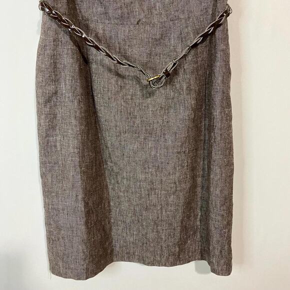 AGB Women’s Midi Business Ruffle Front Scoop Neck Dress Brown Size 6 EUC - Picture 4 of 10